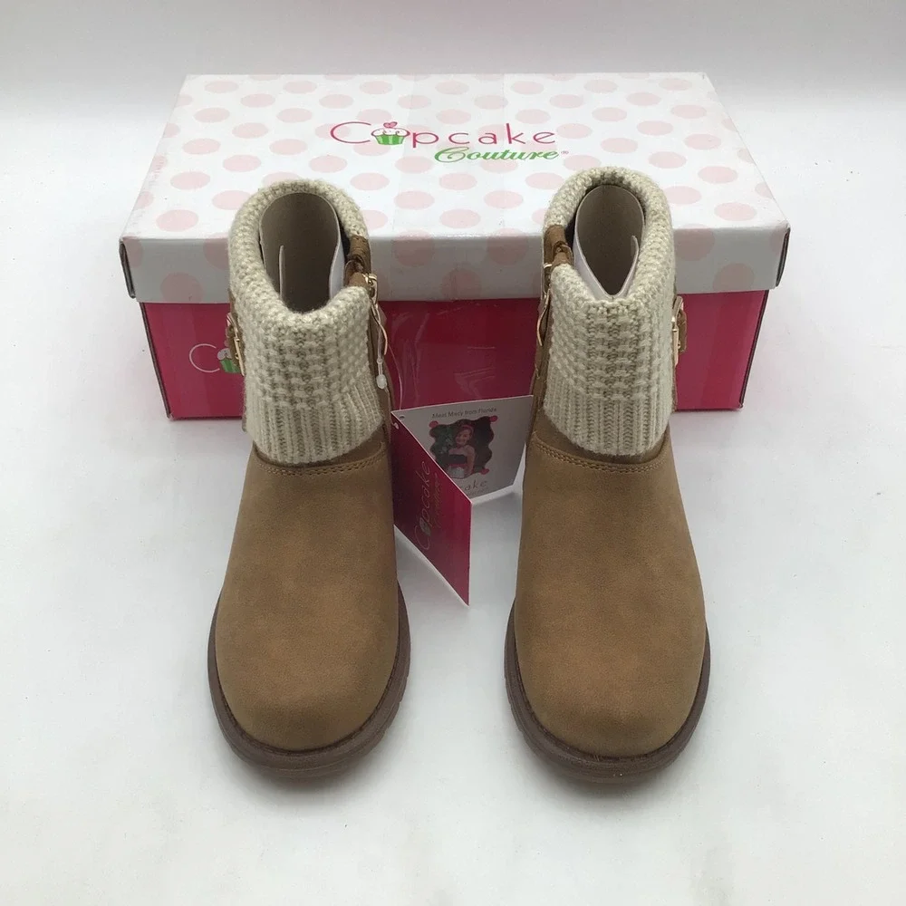Cupcake Couture Lil Fawn Girls Tan Faux Suede Cuff‎ Ankle Boots Size 12 M NEW